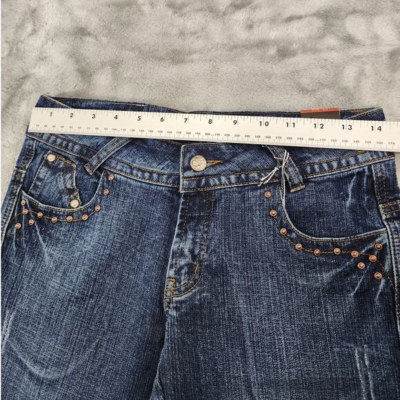 NEW J-Star Jeans Womens 3/4 Blue Studded Low Rise Bootcut Stretch Denim Faded - Picture 13 of 16